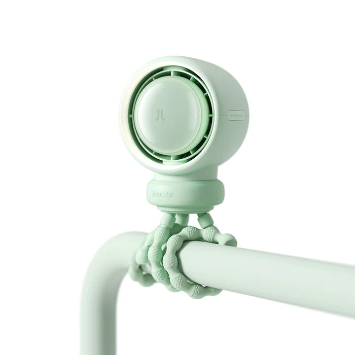 ventilator portabil pentru carucior jisulife, life 2, autonomie 2-11.5h, baterie 4000mah, 5 viteze, incarcare rapida, verde